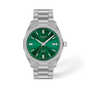 Front view of the watch Tissot PRC 100 Solar 39mm with shadow