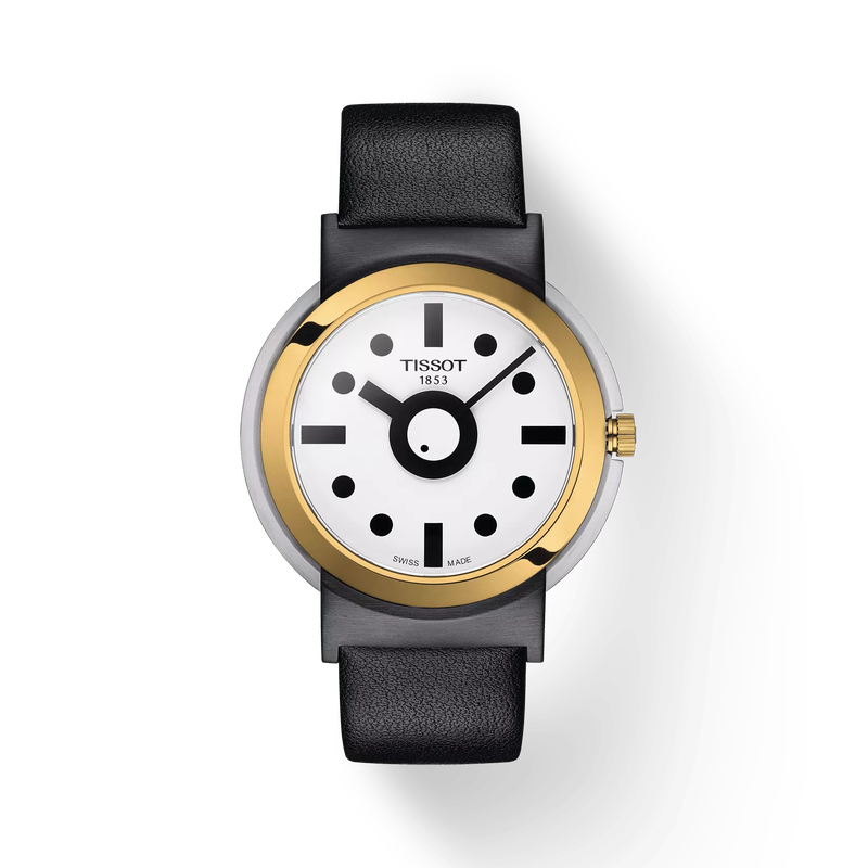 มุมมองด้านหน้าของนาฬิกา Tissot Heritage Memphis Gent พร้อมเงา