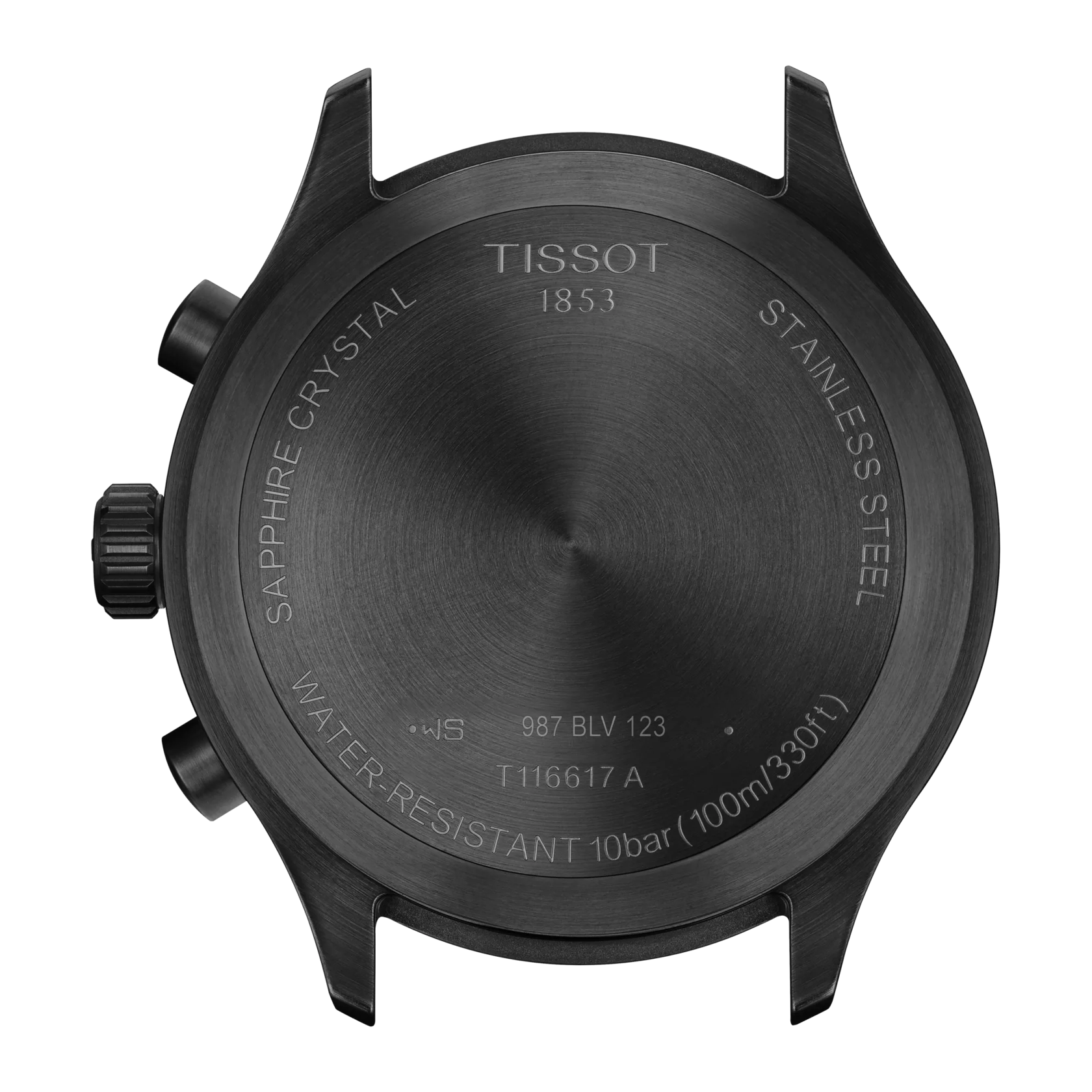 Back view of the watch case Tissot Chrono XL Vintage 45mm