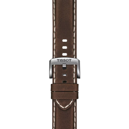 Zoom on Tissot Official Brown Leather Strap Lugs 22 mm