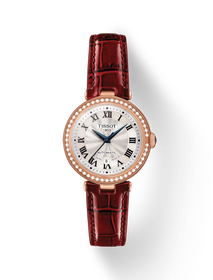 Front view of the watch Tissot Bellissima Automatic with shadow