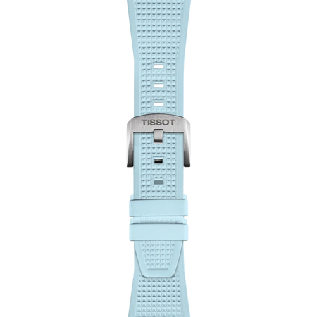 Zoom on 天梭PRX超级玩家系列浅蓝色橡胶表带