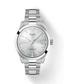Front view of the watch Tissot Gentleman 38mm with shadow