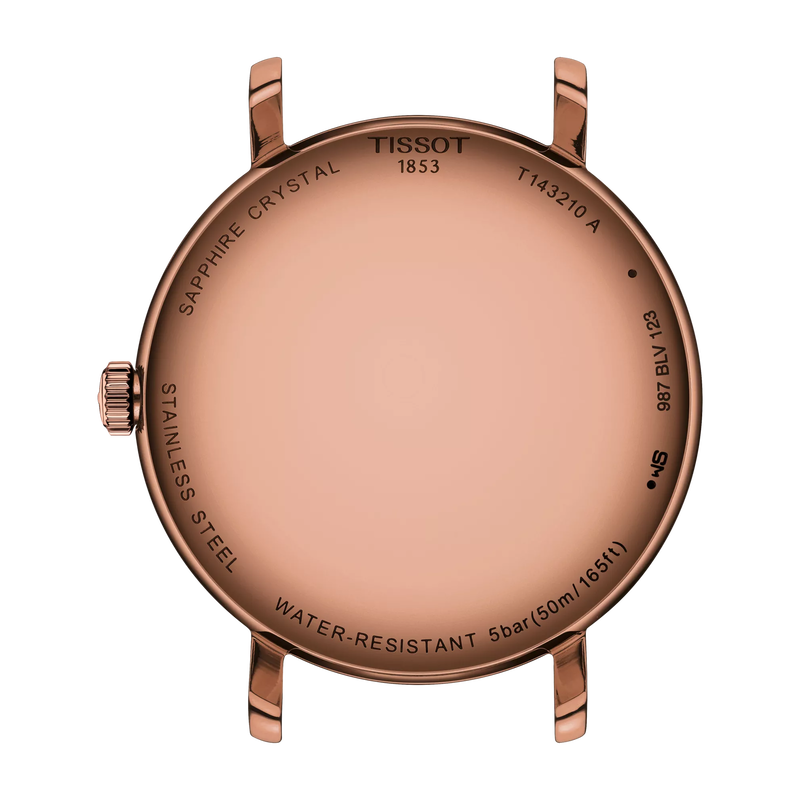 Vista posterior de la caja del reloj Tissot Everytime 34mm