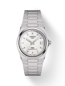 Front view of the watch Tissot PRX 35mm with shadow