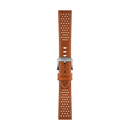 Front view of Tissot Official Light Brown Leather Strap Lugs 20 mm