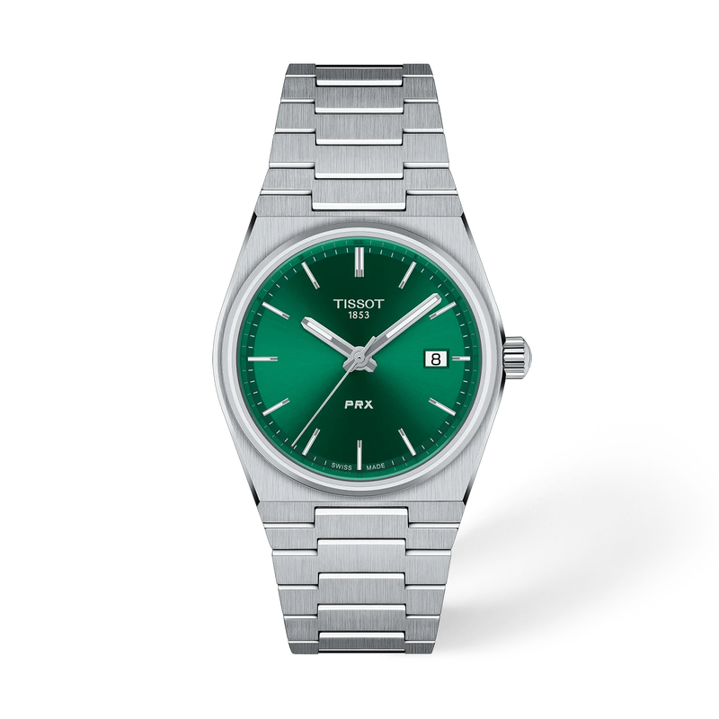 Vorderansicht der Uhr Tissot PRX 35mm mit Schatten