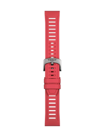 Front view of Tissot Official Red Silicone Strap Lugs 21 mm