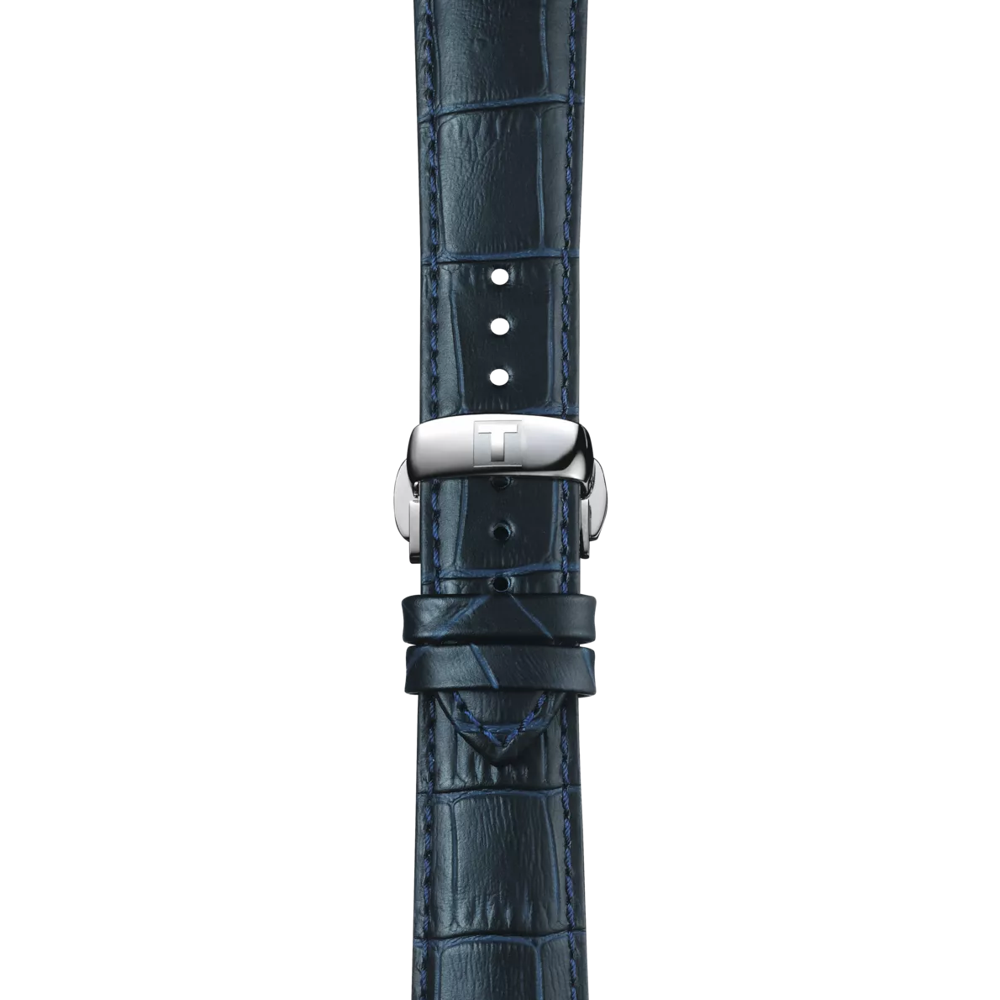 ซูมเข้า Tissot Official Blue Leather Strap Lugs 21 mm