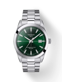 Front view of the watch Tissot Gentleman 40mm with shadow