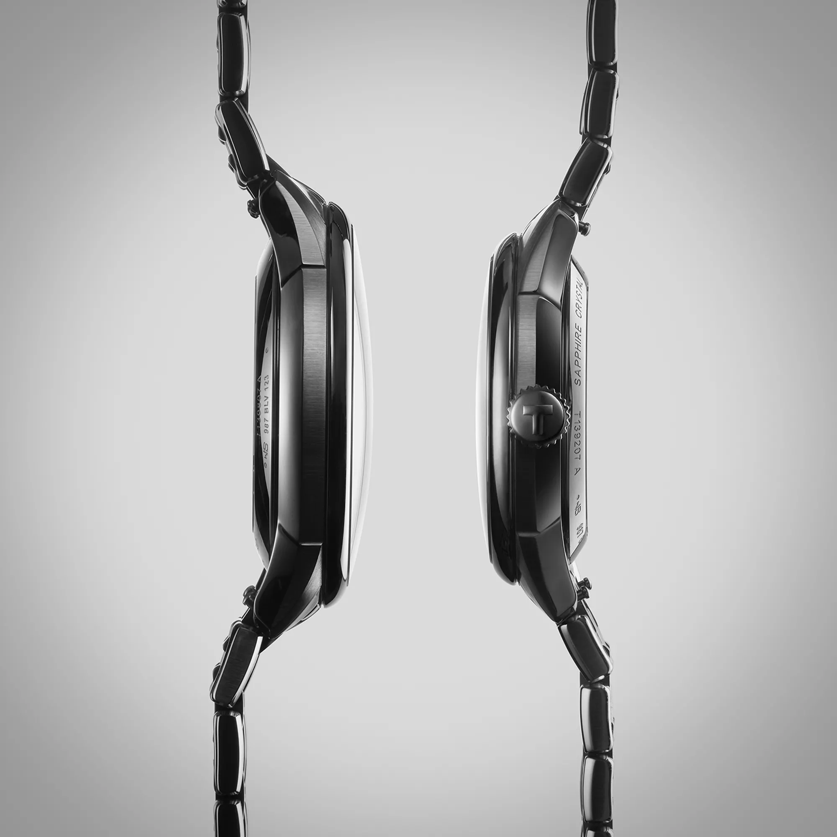 Tissot Chemin des Tourelles Powermatic 80 39 mm watch on a colored background