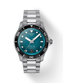 Front view of the watch Tissot Seastar 1000 40mm with shadow