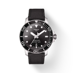 Vue de face de la montre Tissot Seastar 1000 Powermatic 80 avec ombre