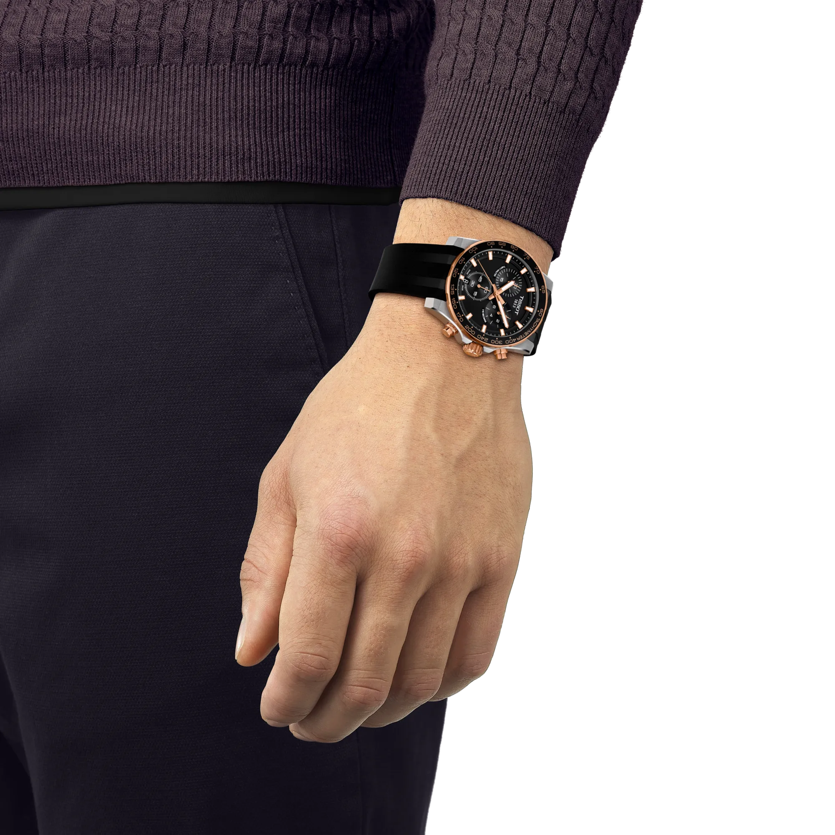 Simulaci&oacute;n del reloj Tissot Supersport Chrono 42mm en una mu&ntilde;eca