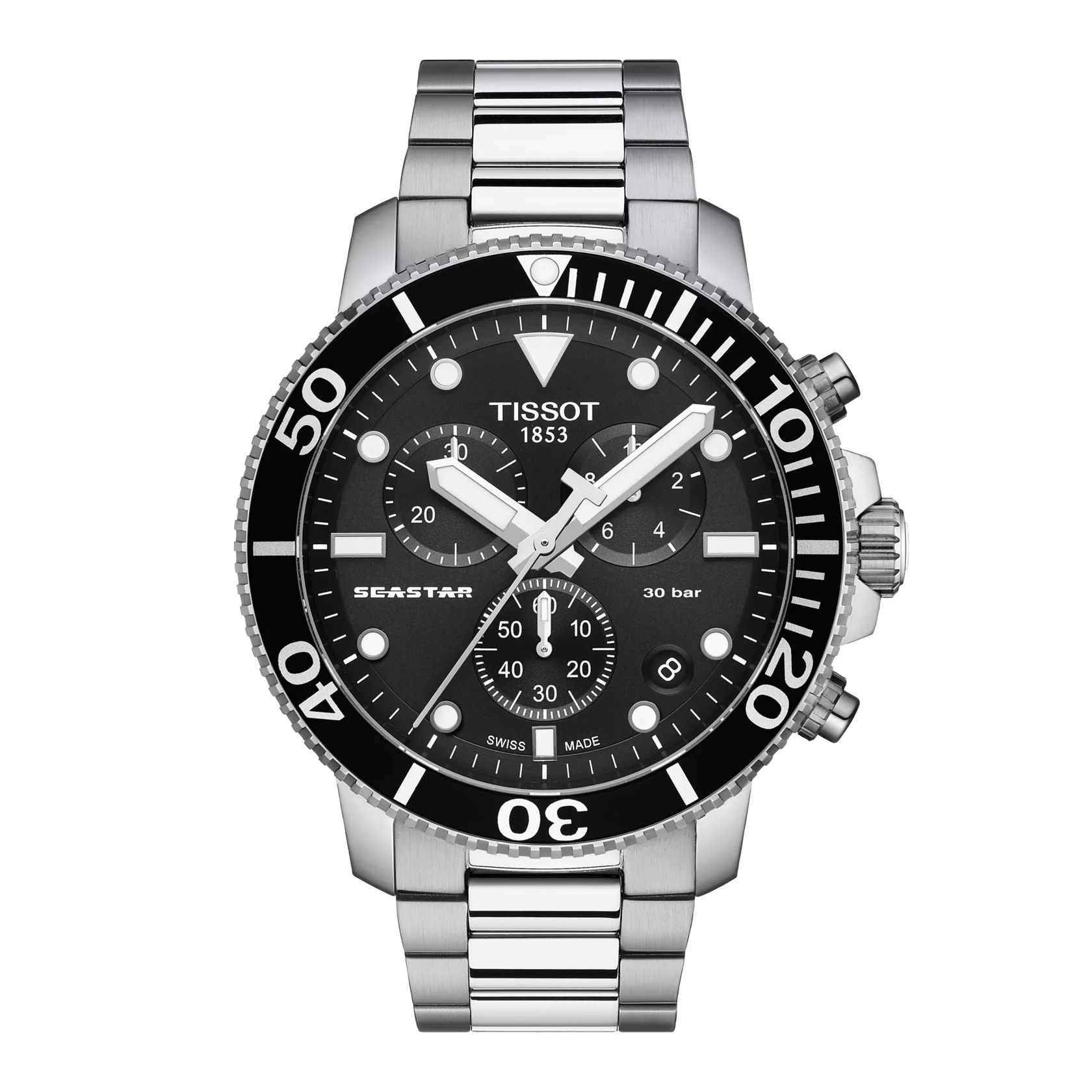 시계 전면 보기 티쏘 씨스타 1000 크로노그래프