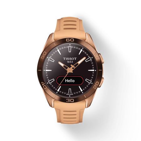Vue de face de la montre Tissot T-Touch Connect Sport 43.75mm avec ombre