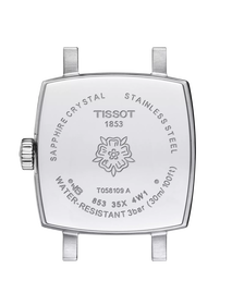 Vue arri&egrave;re du bo&icirc;tier de la montre Tissot Lovely Square Valentines