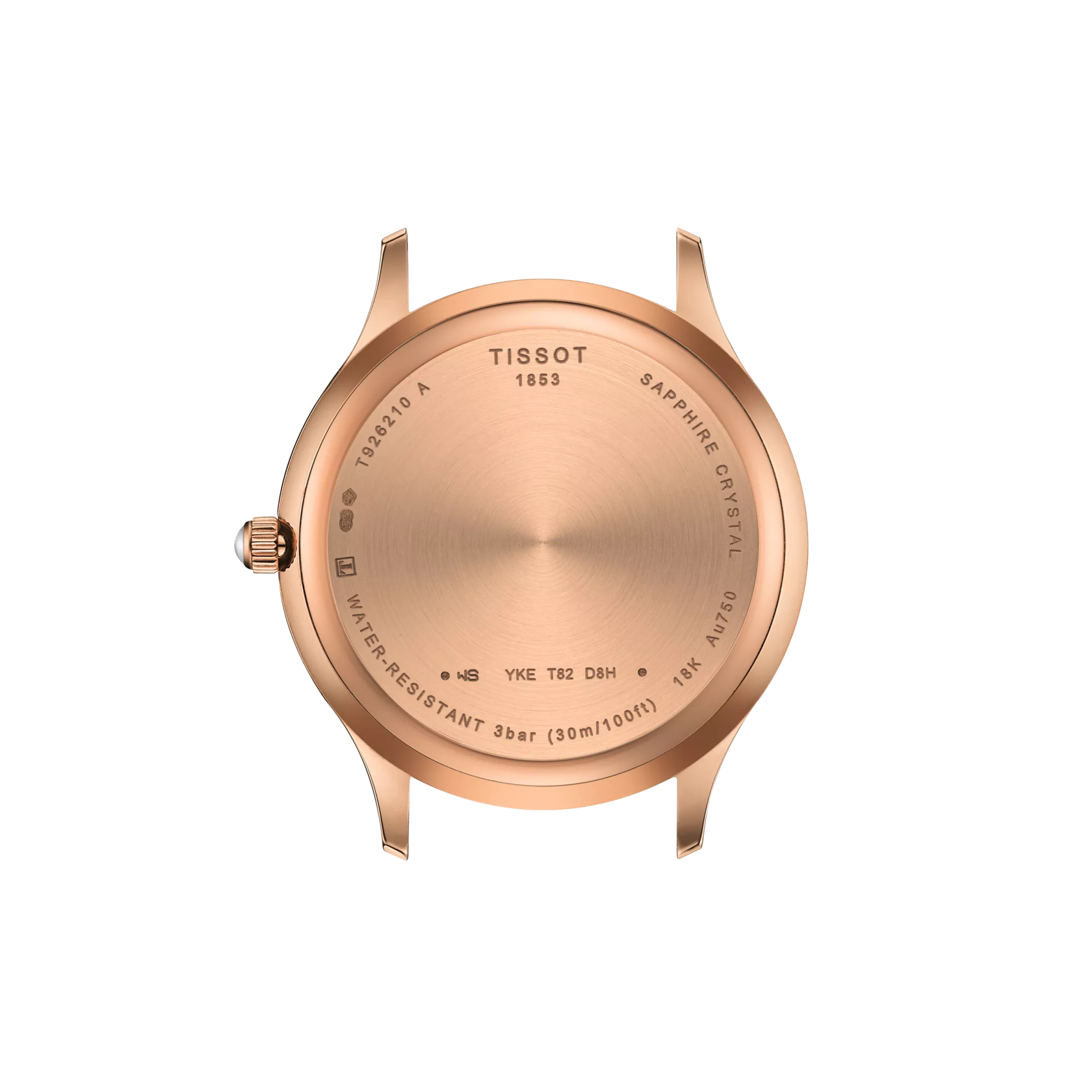 Back view of the watch case Tissot Excellence Lady 18K Gold