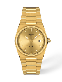 Front view of the watch Tissot PRX 35mm with shadow