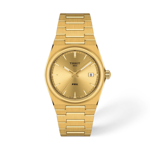 Vue de face de la montre Tissot PRX 35mm avec ombre