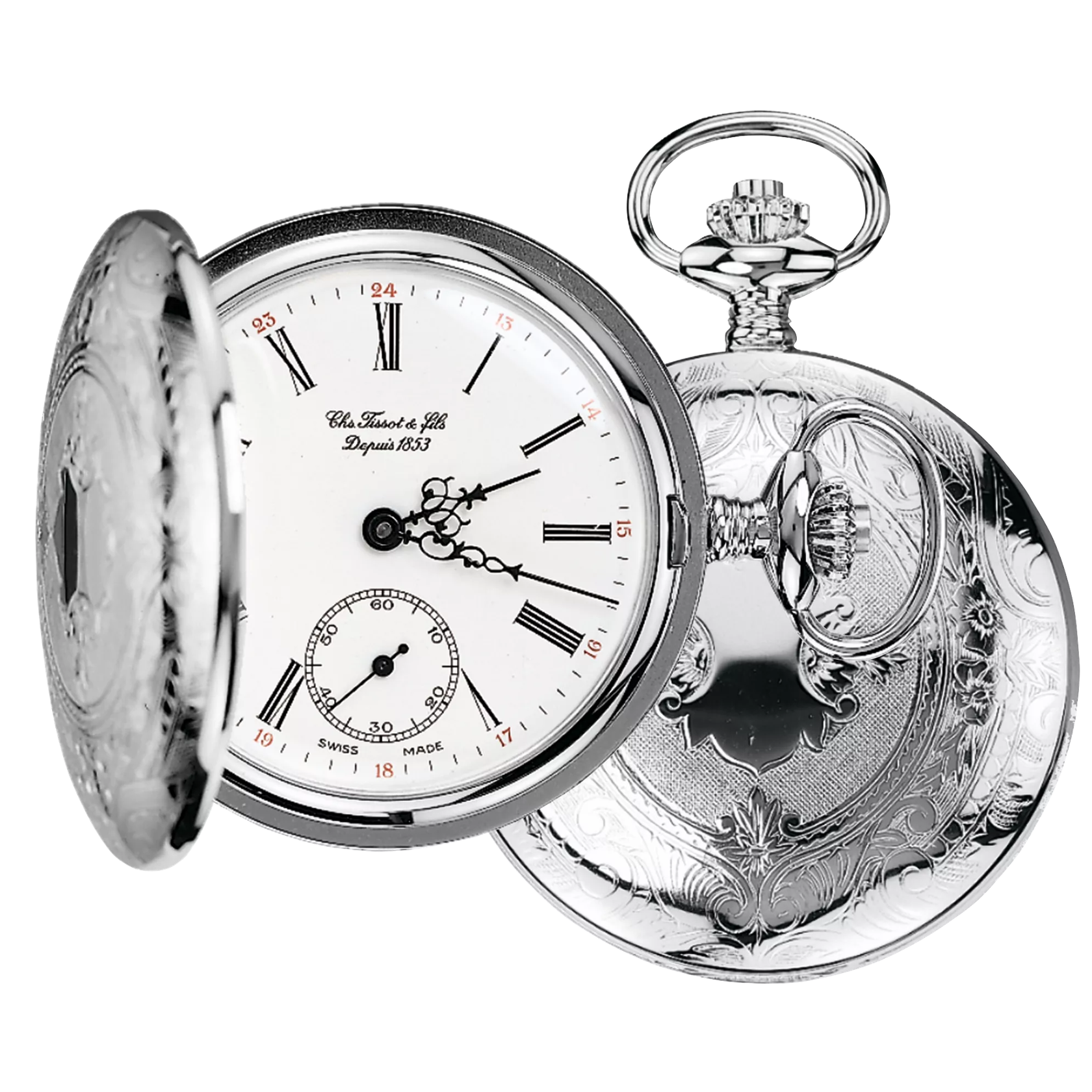 Front view of the watch Tissot Savonnette 49.55mm