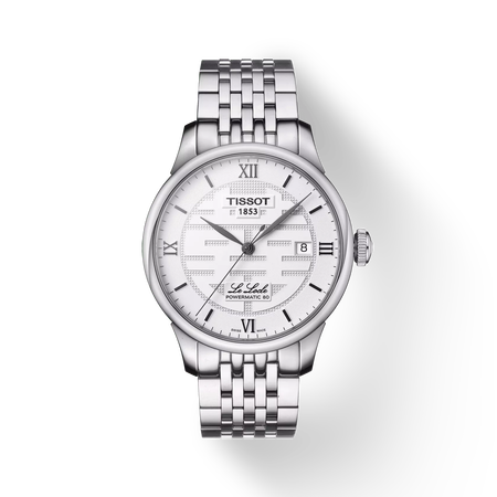 Front view of the watch Tissot Le Locle Double Happiness with shadow