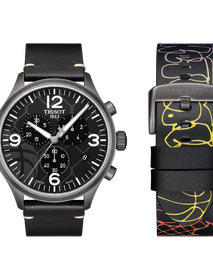 Front view of the watch Tissot Chrono XL 3x3 Street Basketball with additional bracelet
