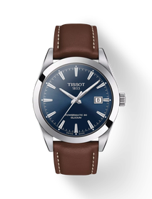 Front view of the watch Tissot Gentleman Powermatic 80 Silicium with shadow