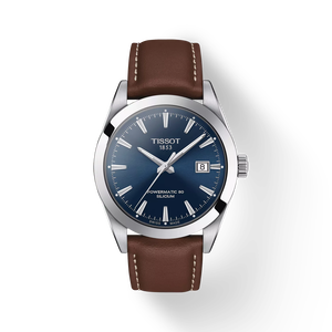 Front view of the watch Tissot Gentleman 鈦游絲自動款 with shadow