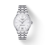 Front view of the watch Tissot Chemin des Tourelles Powermatic 80 Lady with shadow