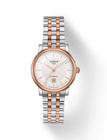 Front view of the watch Tissot Carson Premium Automatic Lady with shadow