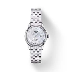 Front view of the watch Tissot 力洛克系列自動款女錶 (29mm) with shadow