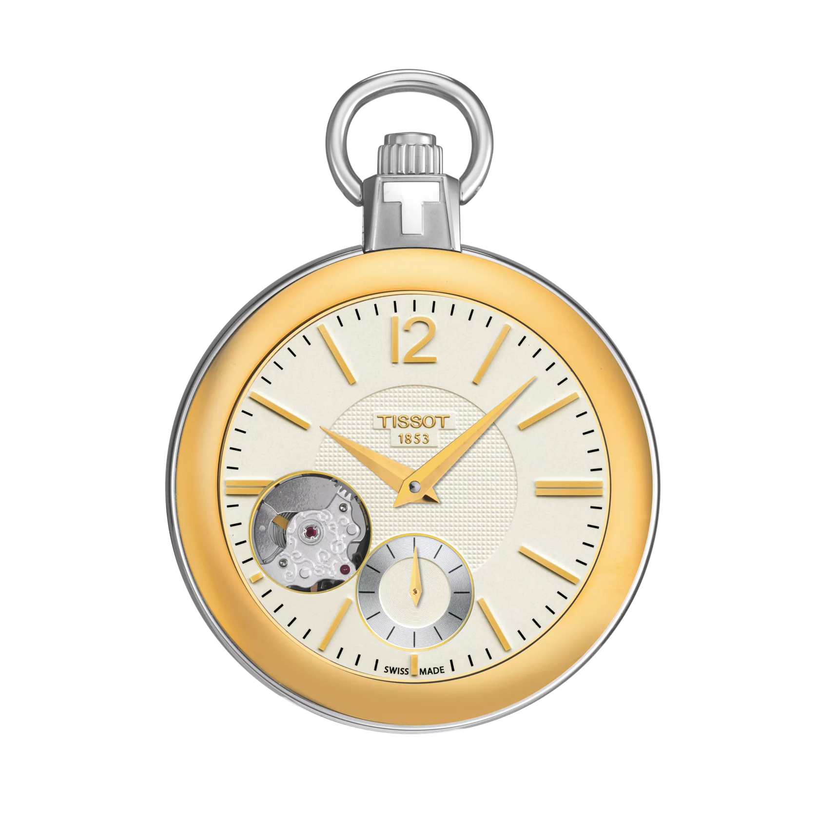 Vue de face de la montre Tissot Pocket Mechanical Skeleton