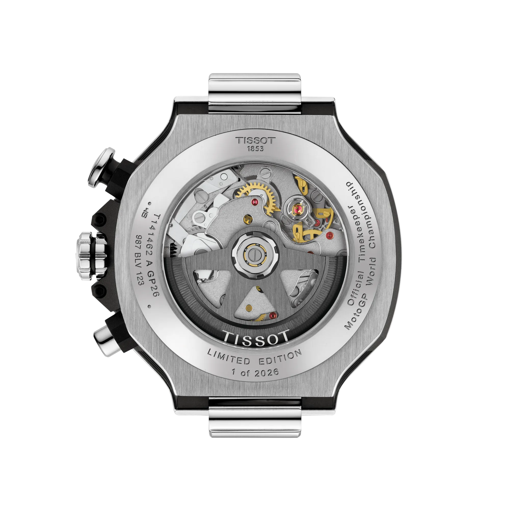 Back view of the watch case Tissot T-Race MotoGP 2026 45mm