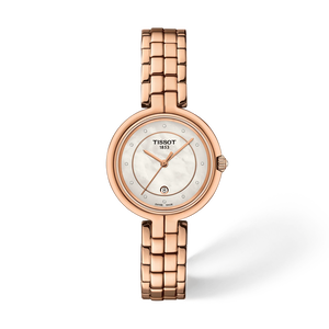 Vorderansicht der Uhr Tissot Flamingo 30mm mit Schatten