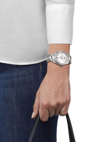 Simulation of the watch Tissot PR 100 Sport Chic 36mm on a wrist