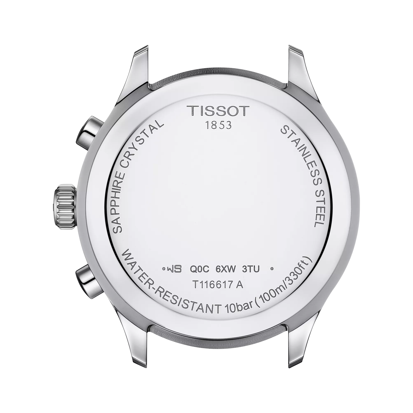 Back view of the watch case Tissot Chrono XL Classic