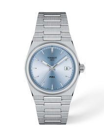 Front view of the watch Tissot PRX 35mm with shadow