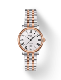 Vista frontal del reloj Tissot Carson Premium Automatic lady con sombra