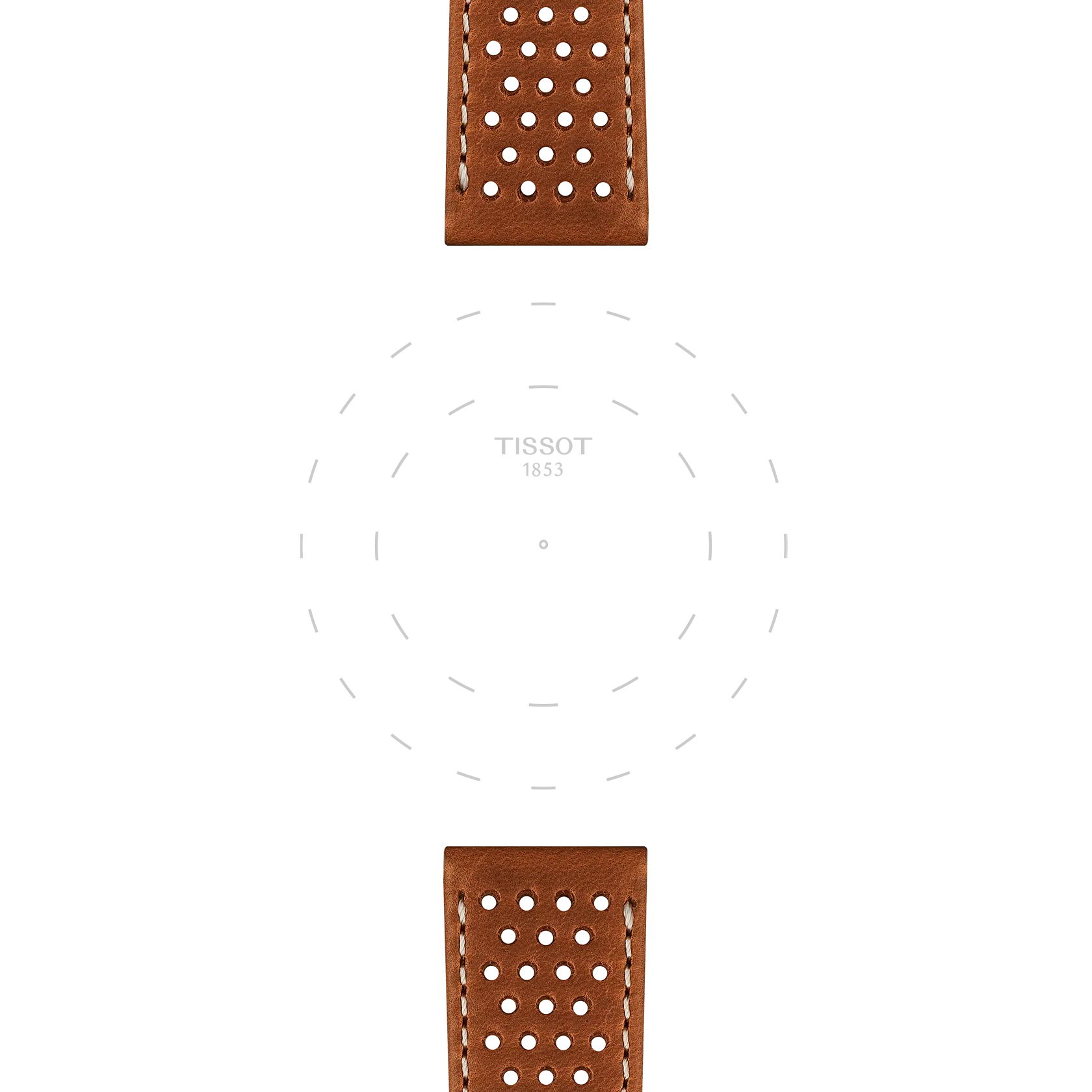 티쏘 공식 라이트 브라운  레더 스트랩 러그 20 mm 의 러그에 초점