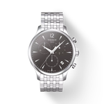 Front view of the watch Tissot Tradition Chronograph with shadow