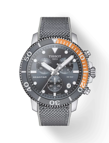 Front view of the watch Tissot Seastar 1000 45.5mm with shadow