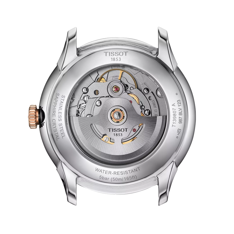 Back view of the watch case Tissot Chemin des Tourelles Powermatic 80 39 mm