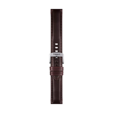 Front view of Tissot Official Brown Leather Strap Lugs 20 mm