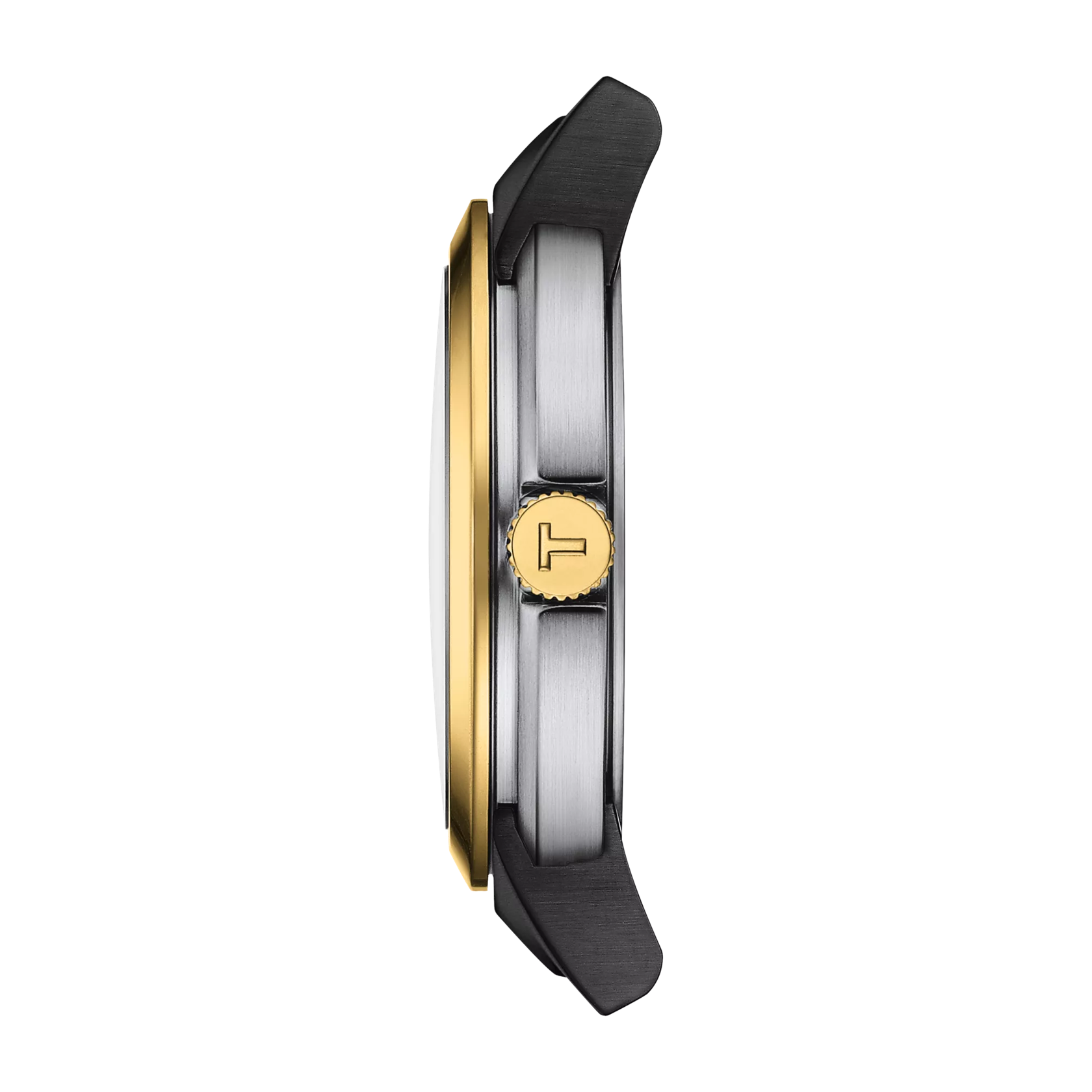 Profile view of the watch case Tissot Heritage Memphis Lady