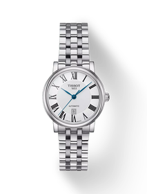 Front view of the watch Tissot Carson Premium Automatic lady with shadow