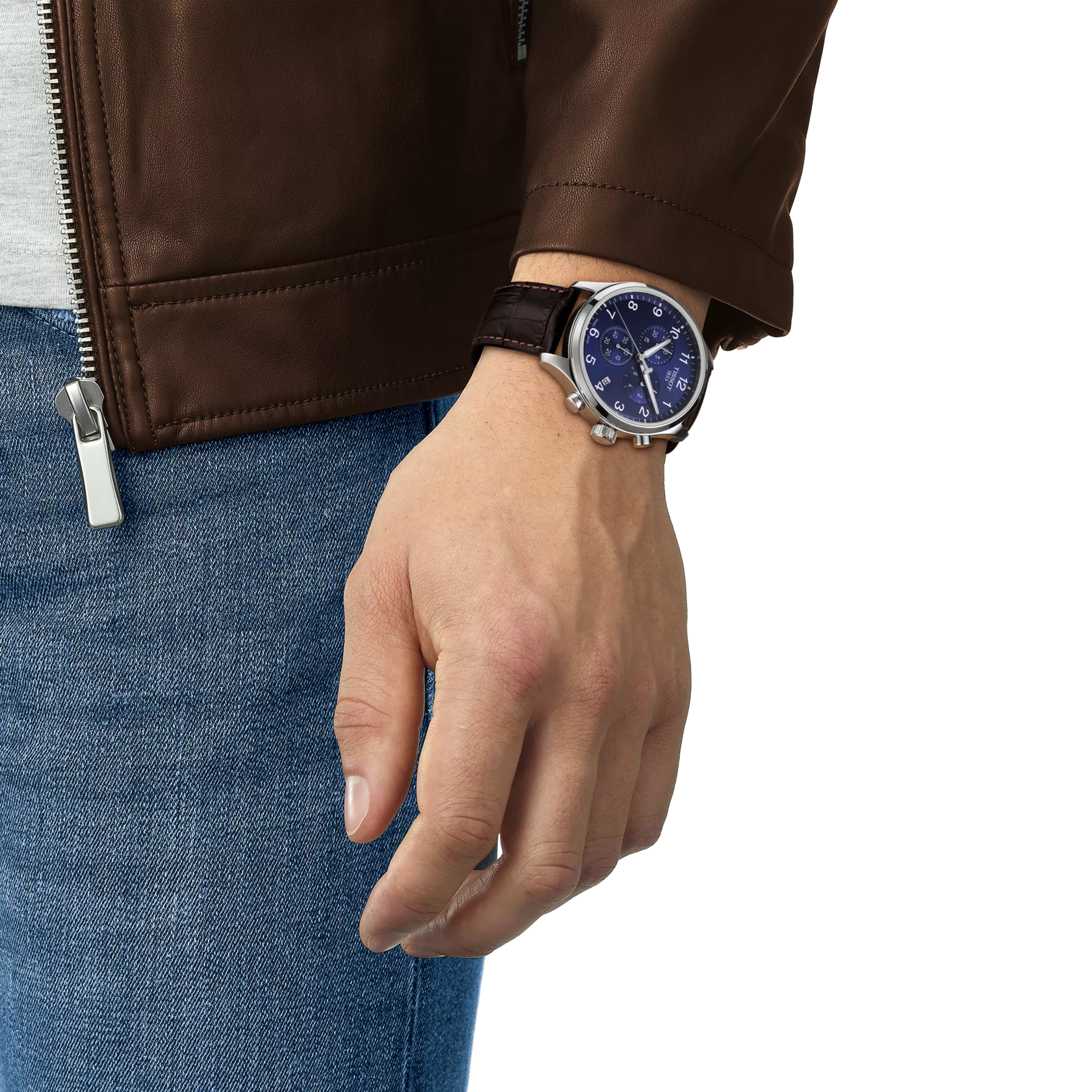 Simulation of the watch Tissot Chrono XL Classic 45mm on a wrist