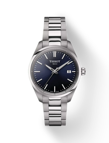 Front view of the watch Tissot PR 100 34mm with shadow