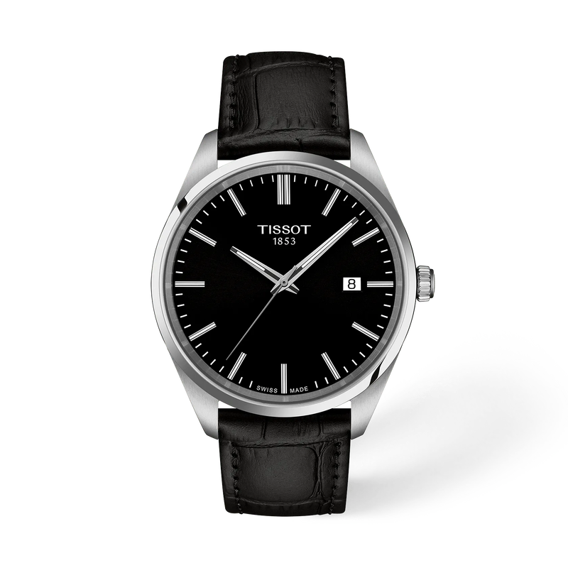 Vue de face de la montre Tissot PR 100 40mm avec ombre