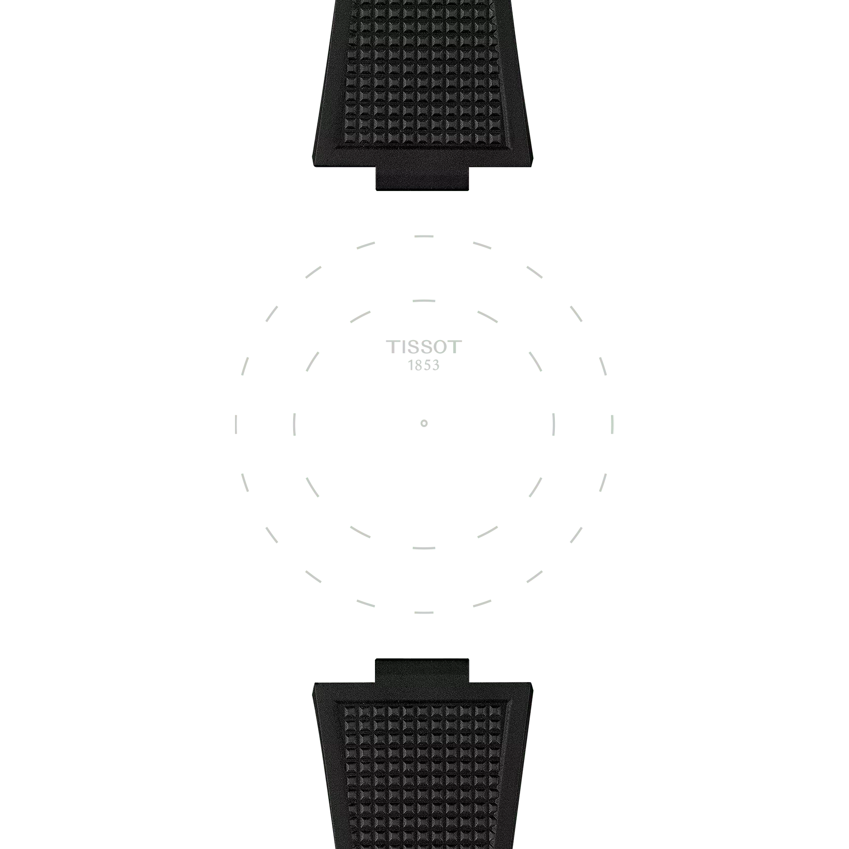 티쏘 정품 블랙 PRX 러버 스트랩 의 러그에 초점